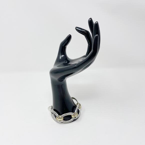 Boutique Silver Tone Wrapped Toggle Bracelet Gold Tone Accents Chainlink Fashion - Picture 11 of 12